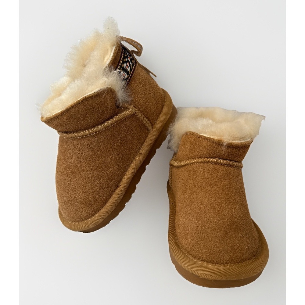 Hobibear Toddler Kids Brown Faux Fur Lined Winter Snow Boots Size 24